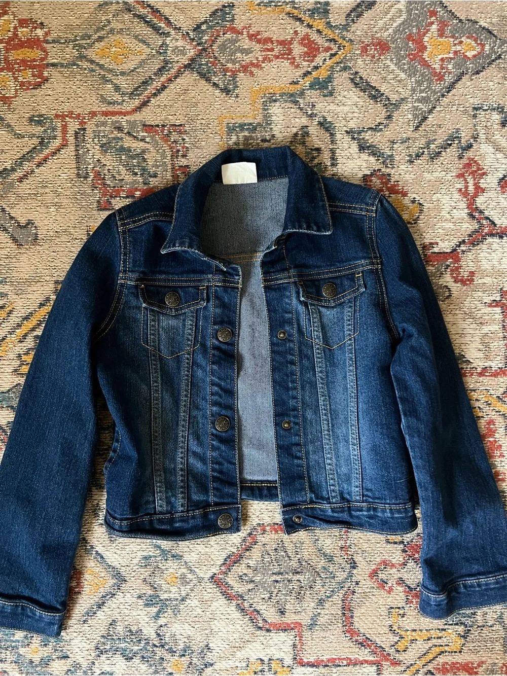 Girls Classic Dark Wash Denim Jacket - Blue